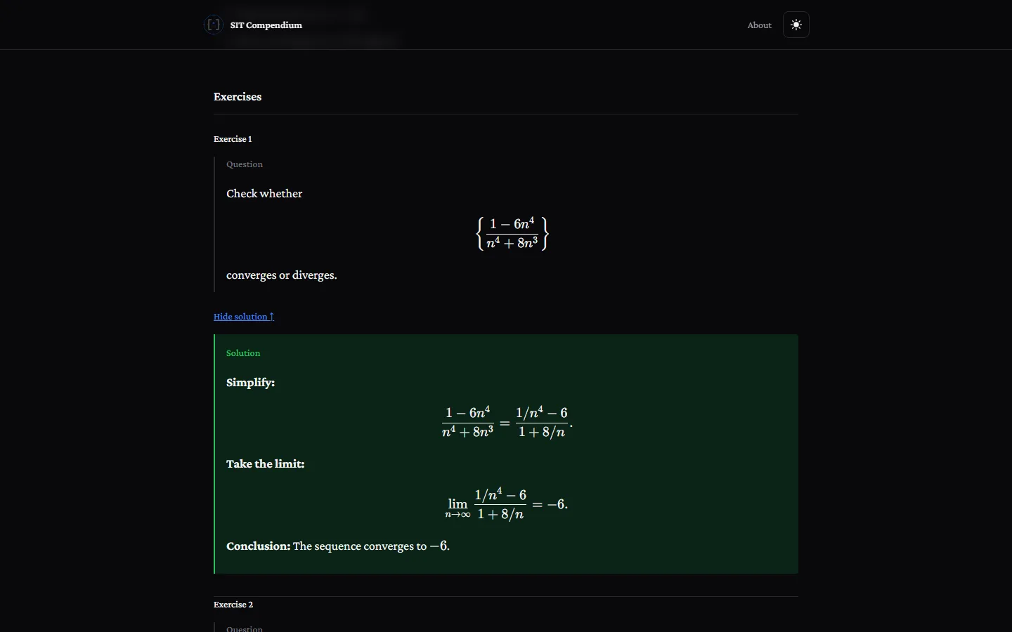 Expanded worked solution showing step-by-step limit computation